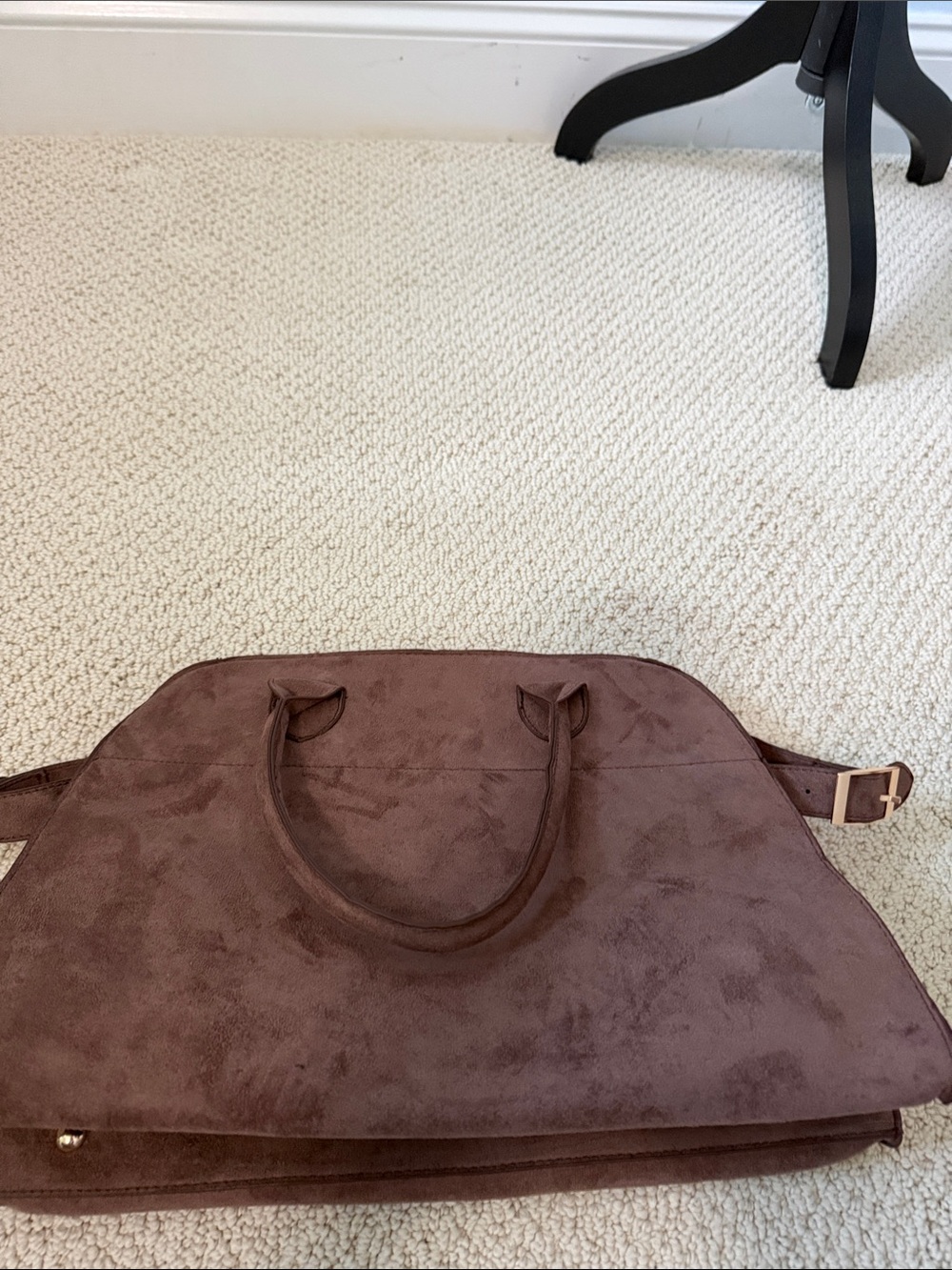 EGO Brown Suede-Look Tote Bag with Top Handles